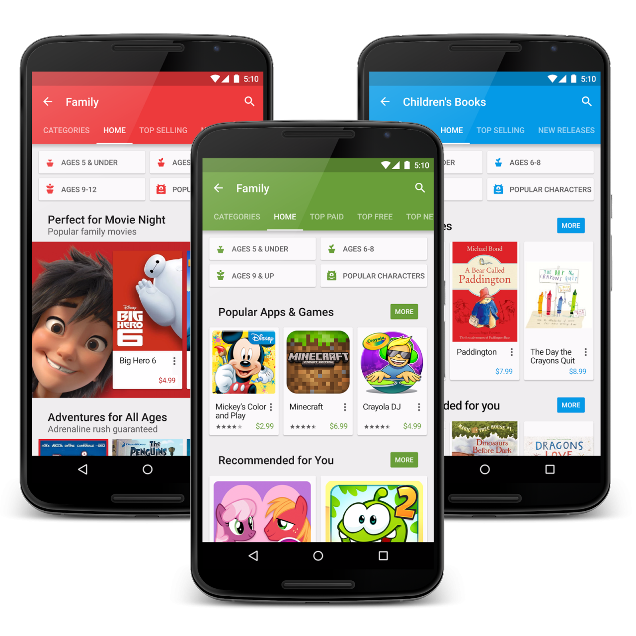Google Play family screen trio